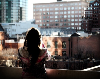 Architecture Photography - City Girl- 8x10 Fine Art Photograph, City, Buildings, Landscape, Portrait Photography, Watercolor, Downtown