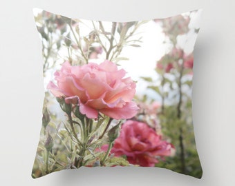 Rose Pillow Cover, Throw Pillow, Rose Photography, Home Decor, Art Home Accessory, Photo Pillow, Pink Roses, Vintage Roses, Shabby Chic