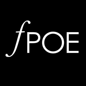 May include: White logo with the text "fpoe" in a stylized font. The "f" is a cursive script and the other letters are in a sans-serif font.