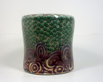 青と水色の花が描かれた志野の花瓶、食器入れ - Etsy 日本