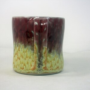 coffee cup in red and yellow with polka dots image 4