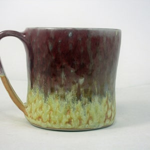 coffee cup in red and yellow with polka dots image 1