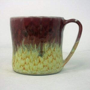 coffee cup in red and yellow with polka dots image 3