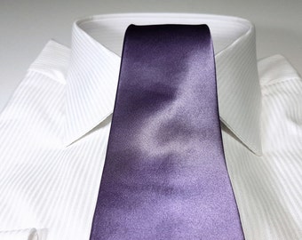 IRIS Purple Silk Solid Satin Tie