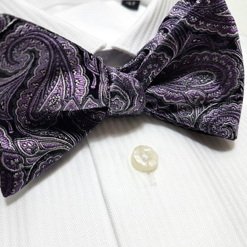 Lakeview Purplr Paisley Floral 100% Silk Self-Tie Bow Tie
