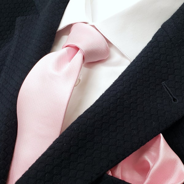 TICKLED Candy Pink Tonal Solid Tie (Pocket Square and Bow Tie Available)