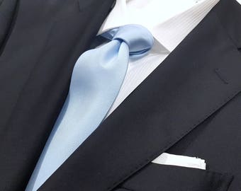 ICE BLUE Tie in Solid Woven Tonal