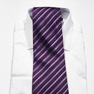 Wide Tie (4 inches width) with Purple and Lilac Navy Stripes