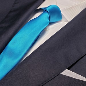 SILK Skinny Tie 2 inch in Turquoise Blue image 1
