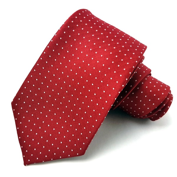 Slim Tie (2.75 inch) Modern PIN DOTS with Cherry Red and White