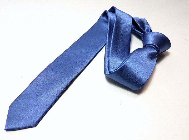 SKINNY Silk Tie in Dusty Blue - Etsy