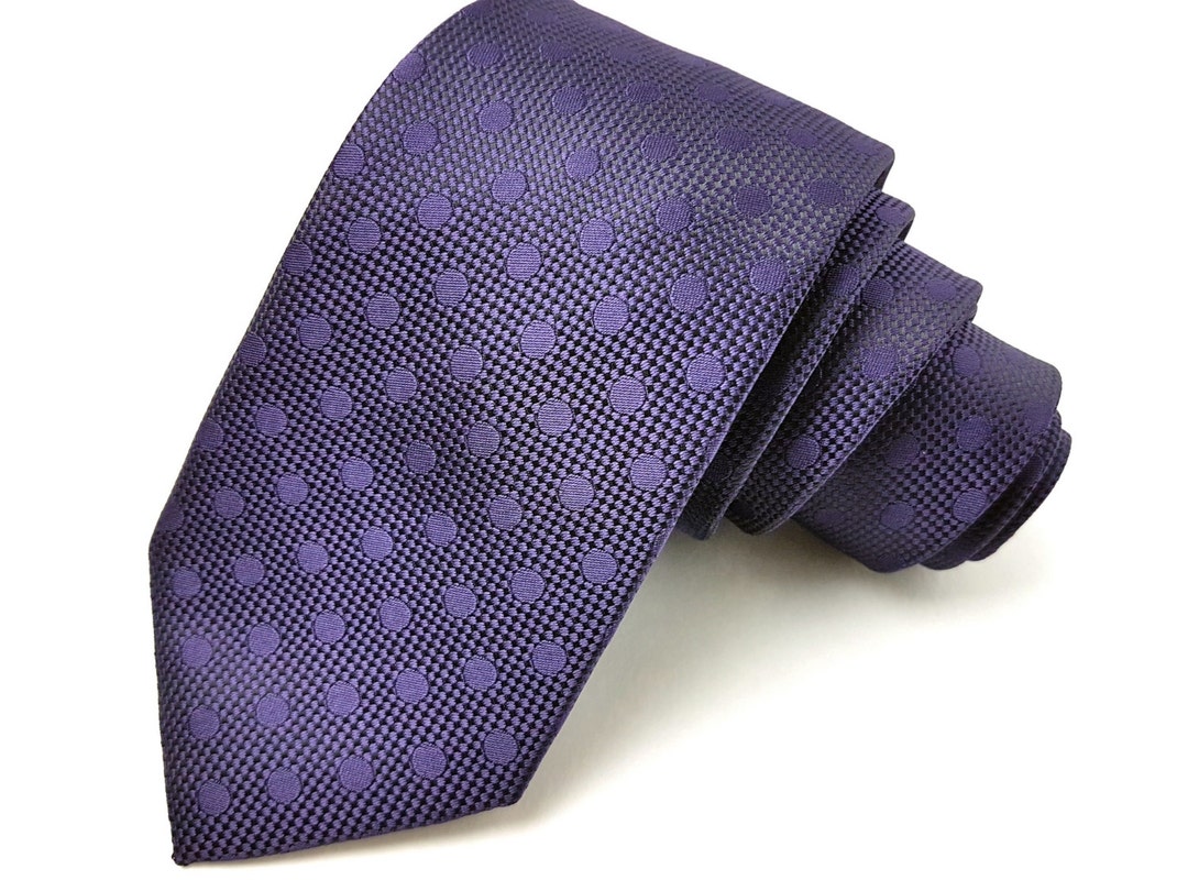 Slim Tie 2.75 Inch in Modern Solid Tonal POLKA DOTS With Lapis Amethyst ...