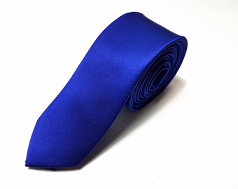 SKINNY Silk Tie in Sapphire Blue