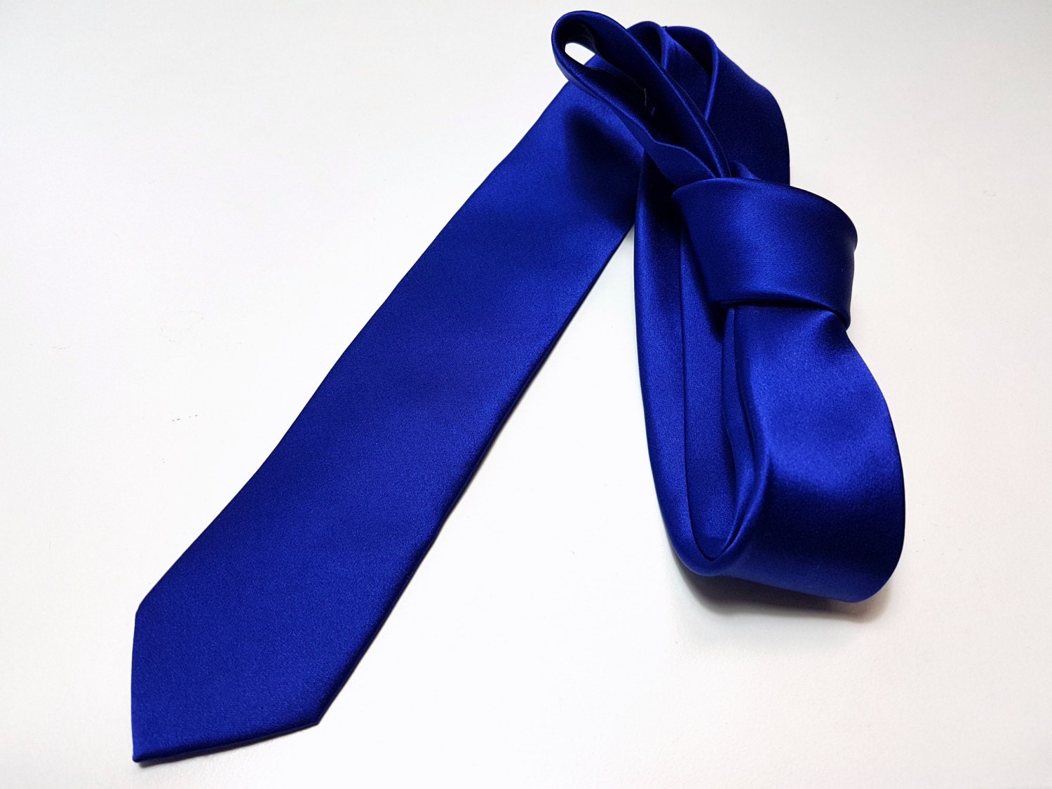 SKINNY Silk Tie in Sapphire Blue - Etsy