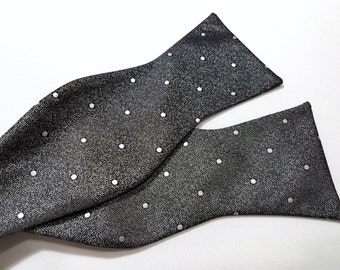 Self Tie Bowtie Modern Polka Dots with Black and Silver giving the effect of Charcoal Grey