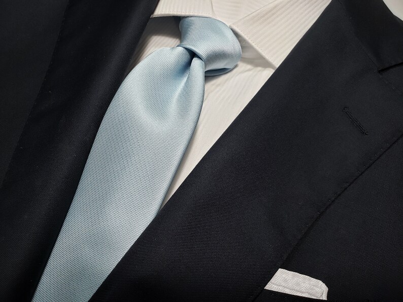 SKY BLUE Light Blue Necktie in Solid Tonal Optional Bow Tie and Pocket Square