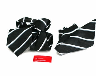 Tie (3 inch wide) and FREE Pocket Square Stripes with Black, Grey, White
