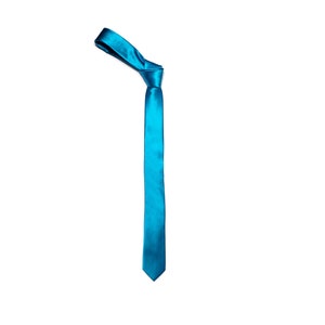 SILK Skinny Tie 2 inch in Turquoise Blue image 4