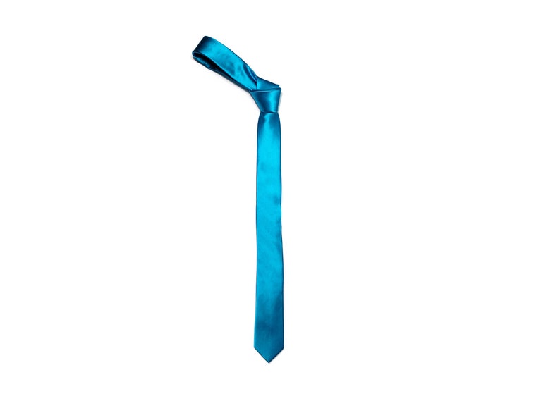 SILK Skinny Tie 2 inch in Turquoise Blue image 4