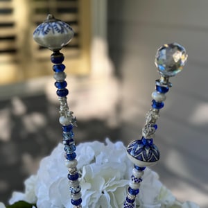 Jeweled Garden/Plant Fairy Stakes; Blue Beaded Stakes
