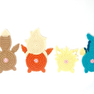 Pokébutt coasters, Eeveelution set, CROCHET PATTERN Instant Download image 7