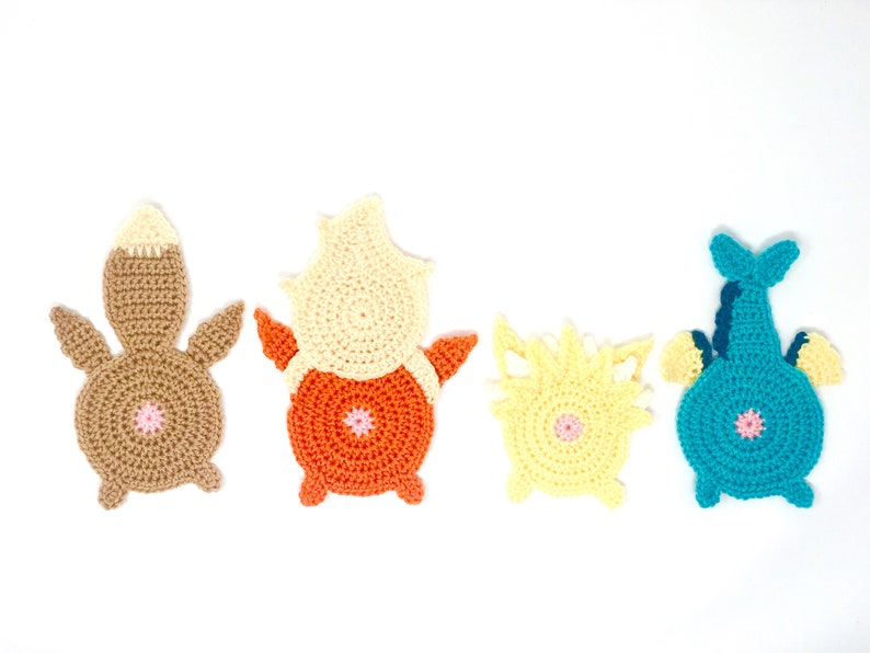 Pokébutt coasters, Eeveelution set, CROCHET PATTERN Instant Download image 7