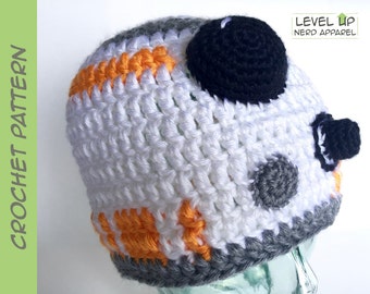 Space Droid II beanie CROCHET PATTERN || 3 sizes || Instant Download