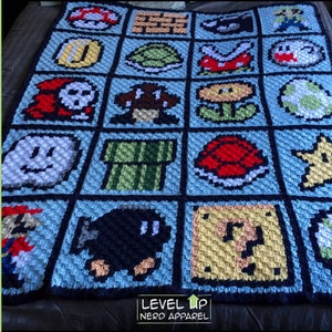 Videogame Pixeldeken GEHAAKT PATROON || 60 x 48 inch || Direct downloaden