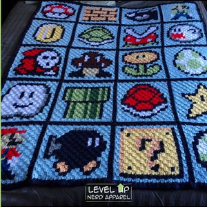 Video Game Pixel blanket CROCHET PATTERN || 60" x 48" || Instant Download