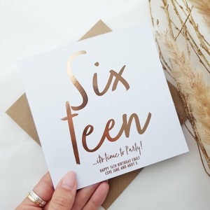 carte du 16e anniversaire | Carte d’anniversaire personnalisée en aluminium | Seize... il est temps de faire la fête! | carte pour fille, nièce, petite-fille