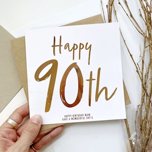 90th Foiled Birthday Card | Special personalised birthday card for her | Grandma, Granny, Nana Birthday card rose gold