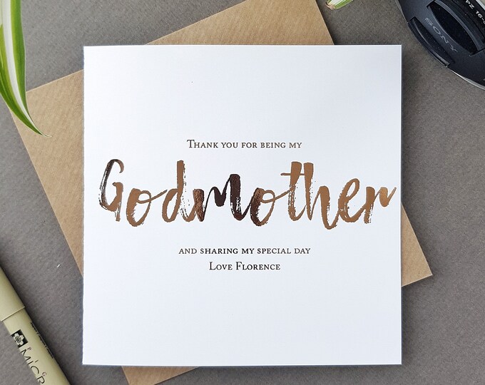 Godmother Christening Baptism Thankyou Card Will You Be My - Etsy