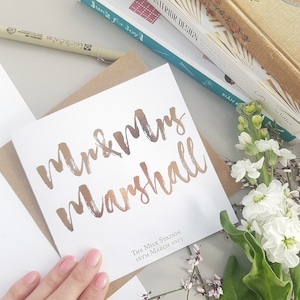 Carte de mariage personnalisée Mr & Mrs | Carte dorée | Monsieur et Monsieur | Mme et Mme | lgbt