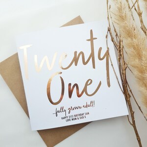 Funny 21st Birthday Card | Twenty one…it’s time to party! | Personalised foiled birthday card | card for Son or Daughter, Niece, Nephew