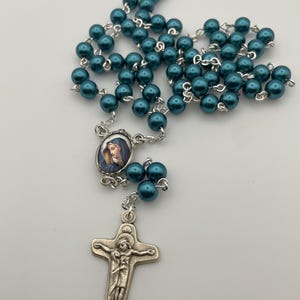 Seven Sorrows Rosary in Peacock Blue, Servite Rosary of the Sorrowful Mother.
