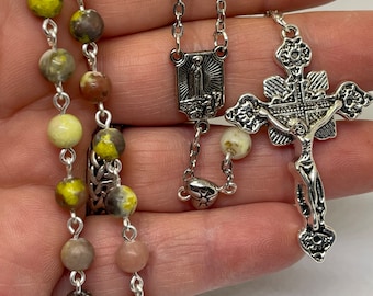 Our Lady of Fatima Rosary, Lepidolite Bead Rosary,  Catholic Meditation Beads