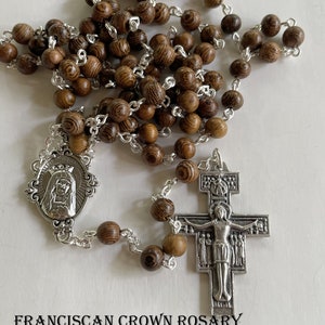 Franciscan Crown Rosary, 7 Decade Rosary, Wenge Wood Rosary, 7 Joys of the Blessed Virgin Mary Rosary