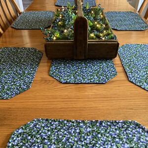 Blueberry Placemats ... Flips to black for Halloween and BB Flips to Cranberry Maine Made 10.75 each.. we are out til FALL of 2024 image 4