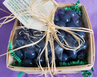 Blue Chocolate covered Blueberries in Blueberry Basket, 12 oz, Maine Made!  OUT TIL SEPTEMBER 2024!!! summer memories!