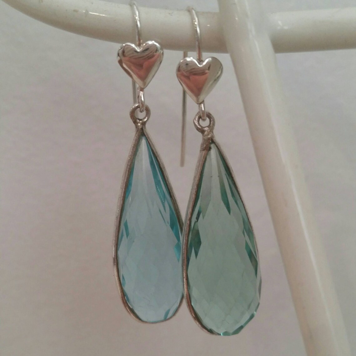 Blue topaz faceted dangling earrings with sterling silver Etsy