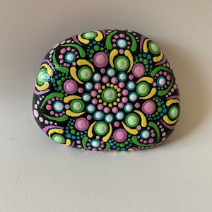 Mandala Dot Art on River Rock