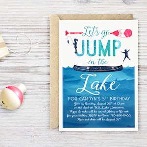 Lake Birthday Party Invitation DIGITAL FILE, Beach Ocean Birthday Party Invite, Fishing Birthday Party, Party at the Lake!