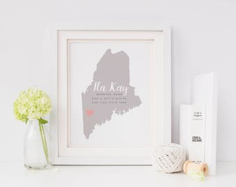 Custom Birth State Name Print for Nursery, Baby Stats Birth Print, Nursery Wall Art, State Nursery Print, DIGITAL FILE ONLY