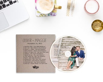 Musik-CD Hochzeit Gefälligkeiten, benutzerdefinierte gedruckte Hüllen + CDs, einzigartige alternative Hochzeitsprogramme, benutzerdefinierte CD-Cover und CDs