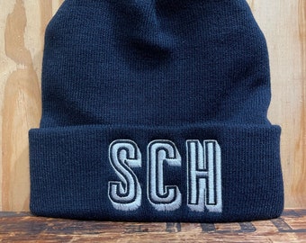 Schenectady Beanie, SCH, Navy, White, New York