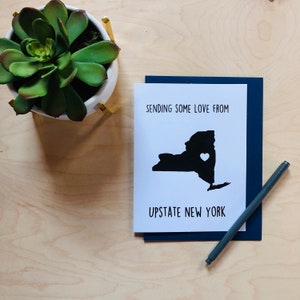 Carte New York, amour, Saint-Valentin, pensée à vous, anniversaire, envoi d'amour du nord de l'État de New York, 10 x 15 cm