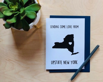 New York, Card, Love, Valentine's Day, Thinking of You, Birthday, Sending Some Love from Upstate New York Card, 4" x 6"