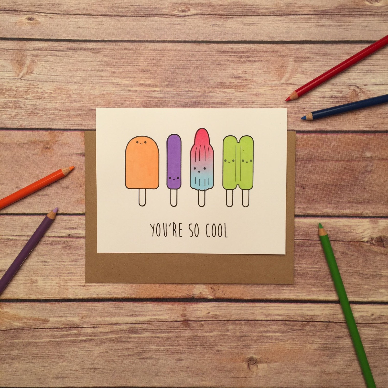 Cute Card Funny Popsicle Birthday Love Valentine's Etsy