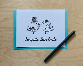 Wedding Card - Engagement Card -  Congratulations Card - Congrats Love Birds