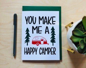 Camping Card, Hiker, Woodsy, Happy Camper Card